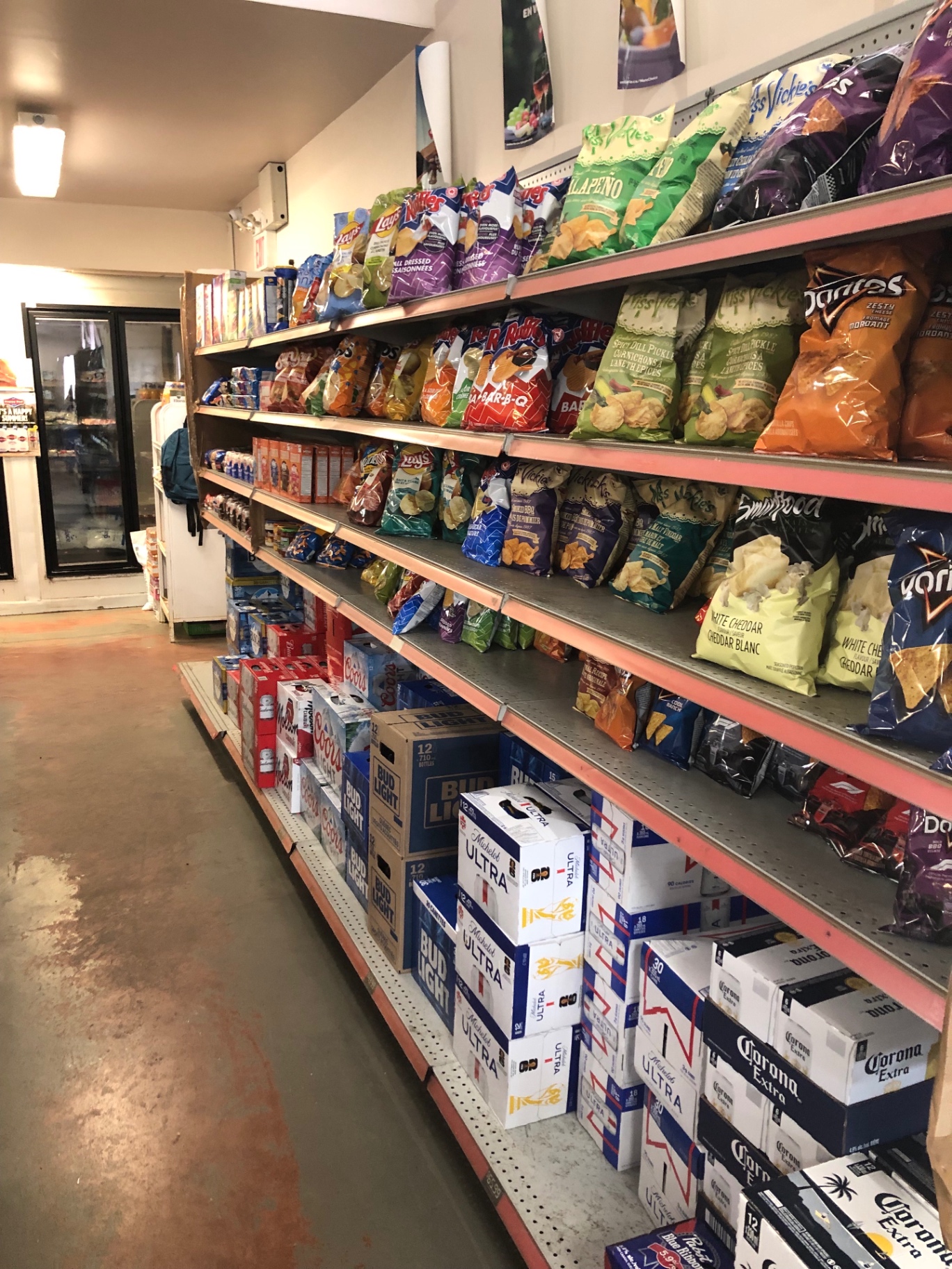 Chips, snacks and beer aisle
