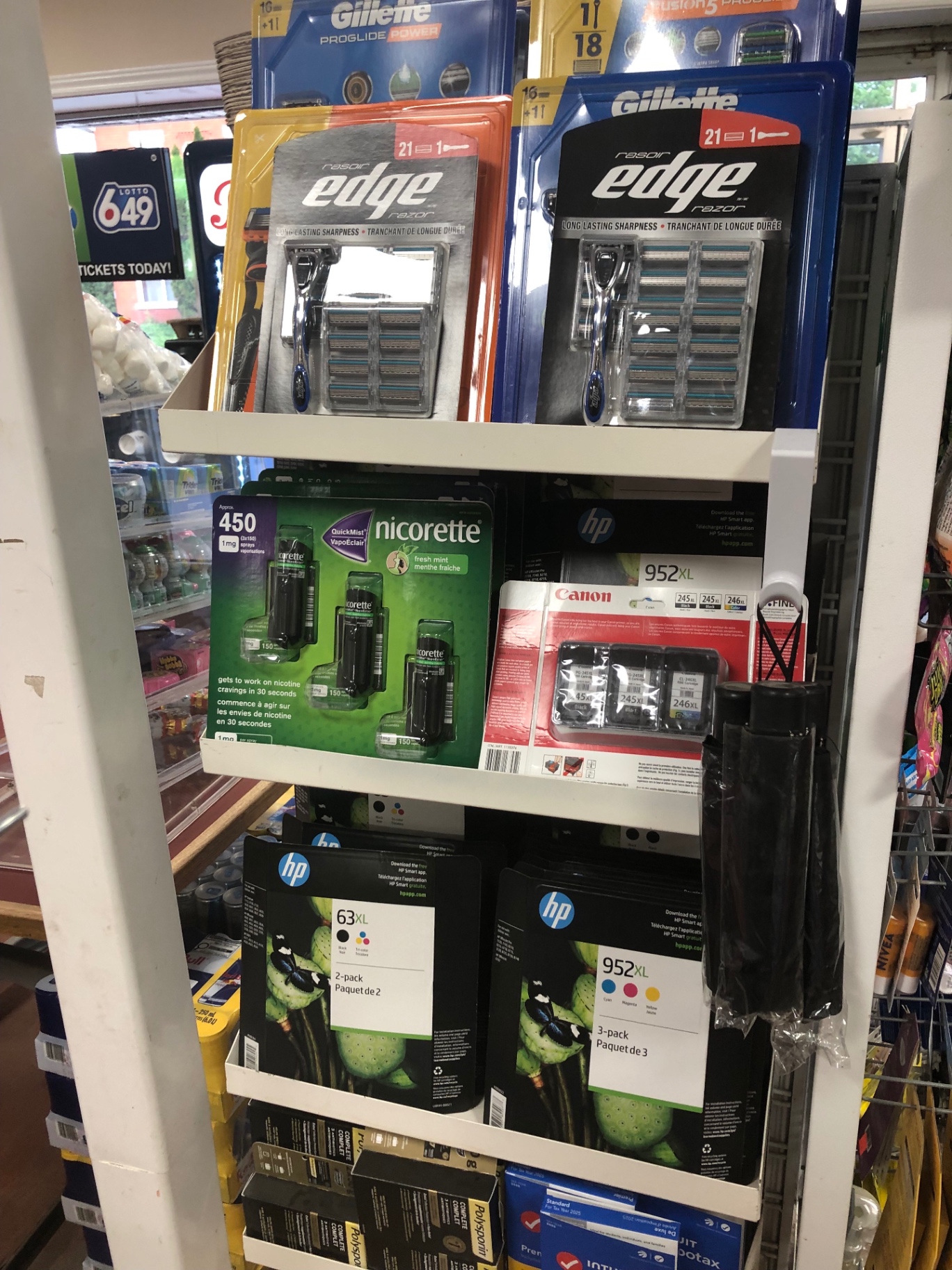 Razors, Nicorette and printer ink