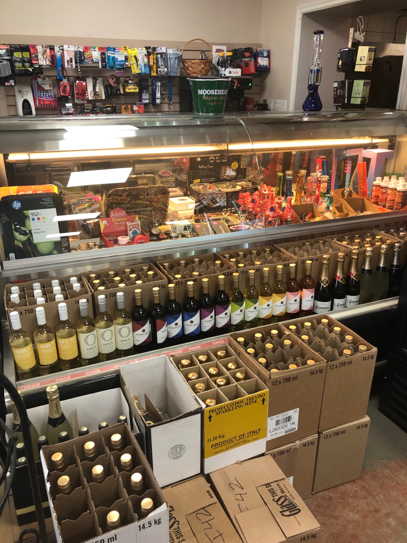 Wine selection and counter display
