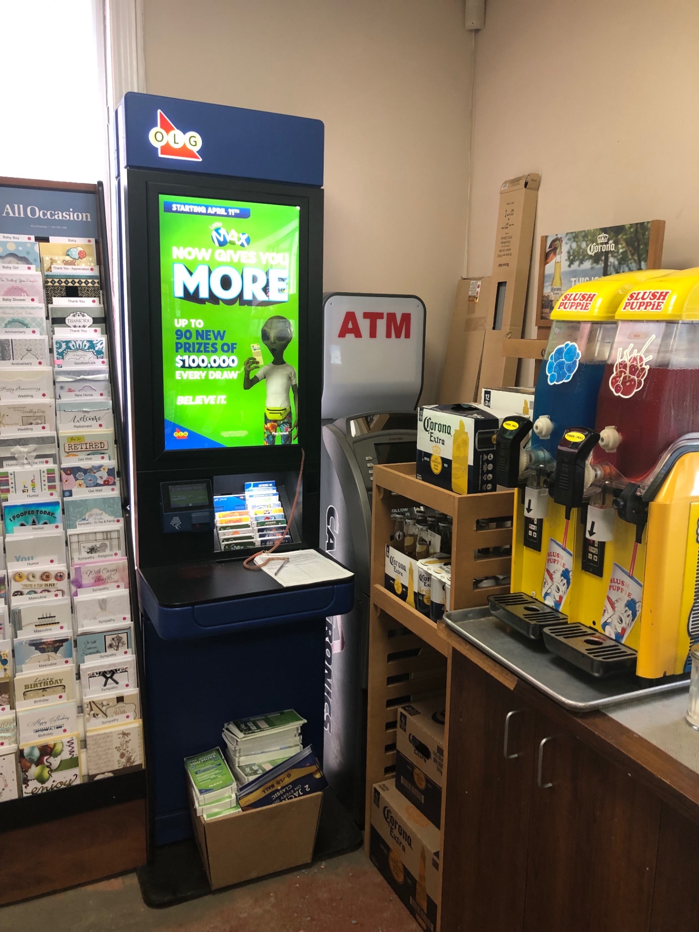 OLG lottery terminal and ATM